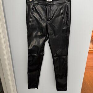 MSGM Black Vegan Leather Pants Made in Italy With Side Zipper Pockets Size 4